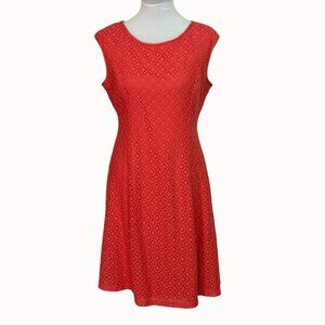 Jessica Howard Sleeveless Coral Dress Lace Overlay A Line Size 10 Cruise Fashion